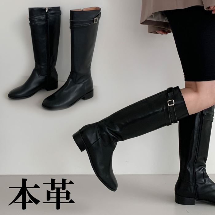 [未使用·極美品] DIESEL 本革ブーツ D-HAMMER HB D W D-Hammer-Leather knee-high boots｜ブラック