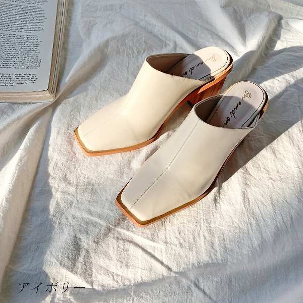 楽天市場 サボサンダル レディース サンダル 太めヒール 9cmチャンキーヒール スクエアトゥ レディースサンダル サボ ミュール カジュアル 黒 ブラック アイボリー Rilla By Uni