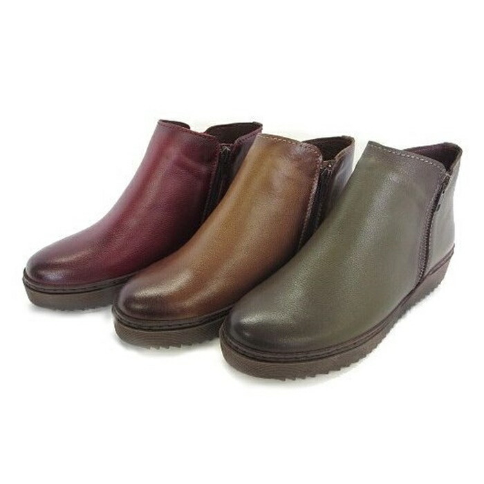 楽天市場 本革 ショートブーツ レディース ブーツ ショート ローヒール 厚底 フラット 幅広 3e シンプル カジュアル サイドジッパー 黒 ブラウン Rilla By Uni