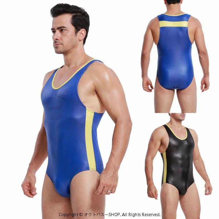 レスリング ウェア シングレット スーツ スポーツ トレーニング メンズ 体操 ストレッチ タイト ブラック ブルー