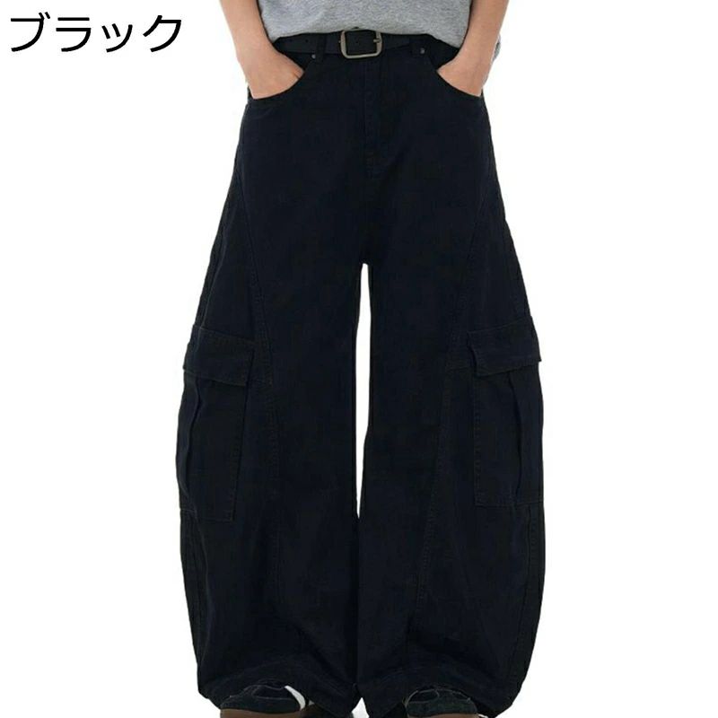 アメカジ マルチポケット ワイドパンツ ルーズ バギー レディース ビッグシルエット カーゴパンツ ゆったり メンズ ストリートファション 春秋冬 男女兼用 ブーツカット ヒップホップ 無地