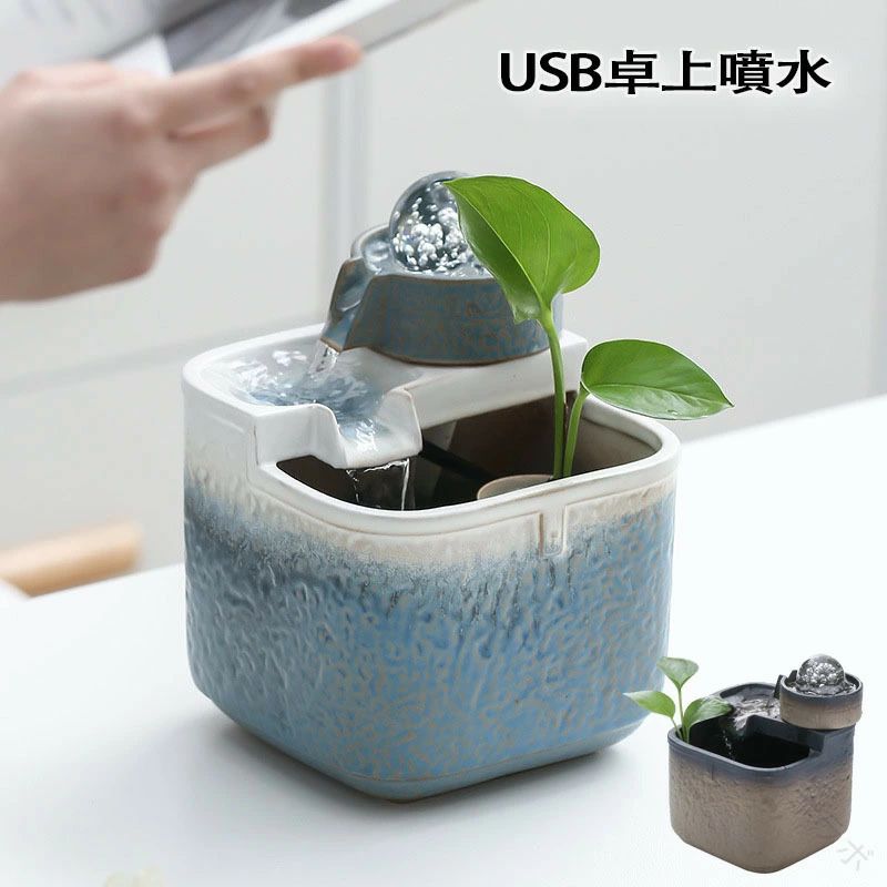 流水工芸品 滝 風水玄関置物 室内噴水 装飾品 リトル循環噴水 リビングルーム用 置物 インテリア加湿器 USBポンプ搭載 流れる水の装飾品 インテリア卓上噴水 卓上噴水 卓上禅噴水 デスクトップ装飾品