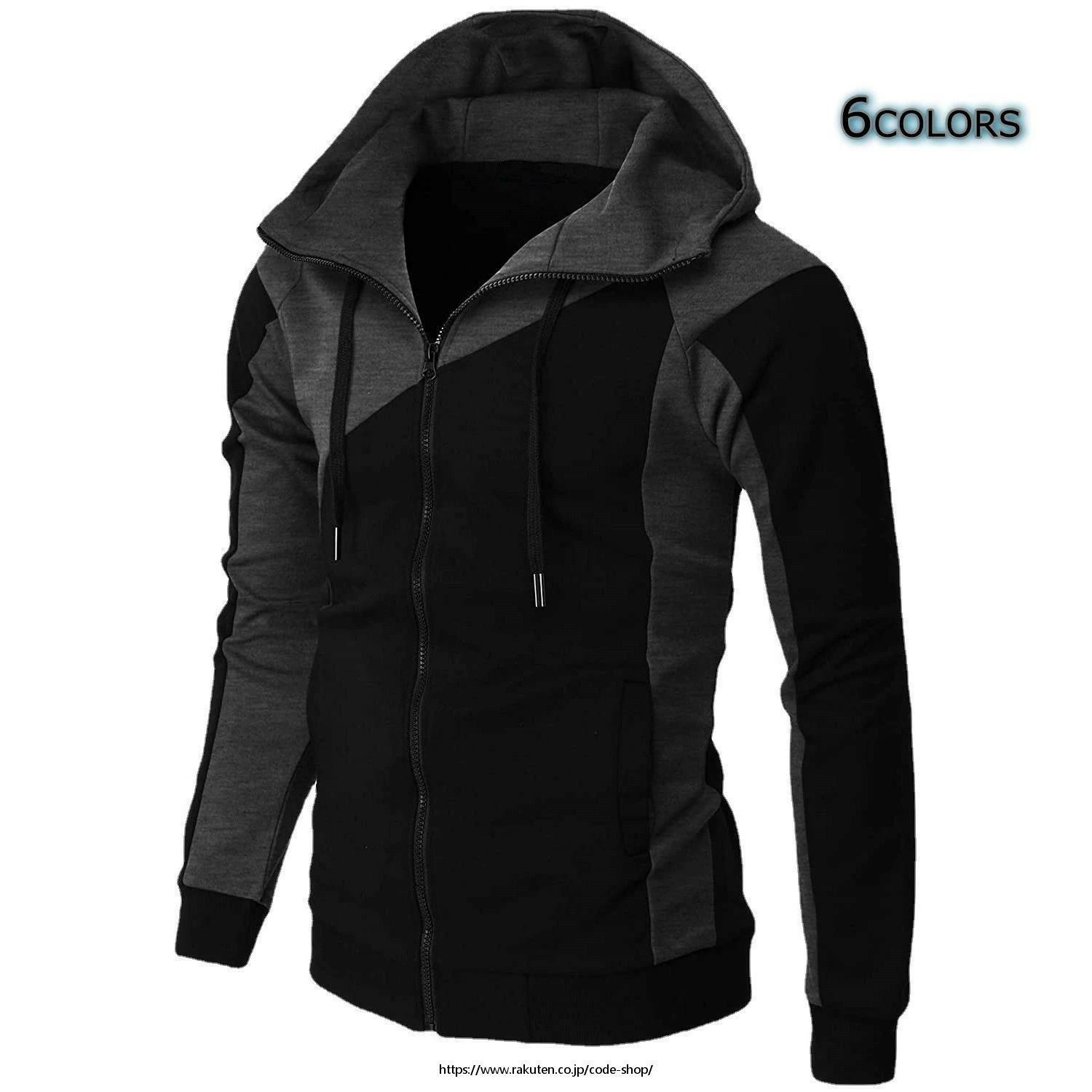 マウンテンパーカー マンパ ウィンドブレーカー ジャケット コート 秋服 インレイパーカー 薄手 スウェット スウェットパーカー ジップアップパーカー ジップパーカー アウター ダブルジップ 切り替え 服 スリムタ