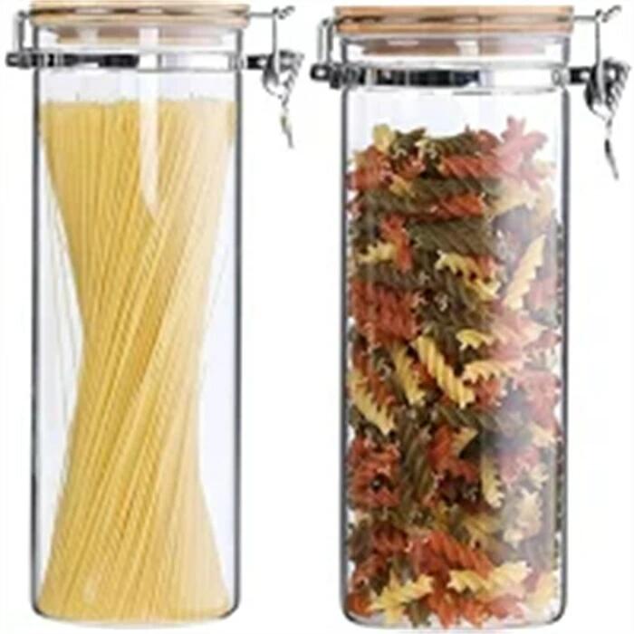 パスタ ガラス密閉保存瓶 ガラス 2L ごはん保存容器 保存容器 穀物 密封瓶 米 食品貯蔵容器 保存容器 シリアル 麺 パスタケース 密閉 【2個セット】 小麦粉 キャニスター