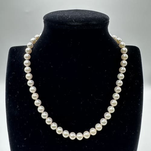 パール ネックレス 真珠 直径約8mm 首回り/41cm ホワイト 白 クラスプ ジュエリー アクセサリー レディース ウィメンズ ジュエリー jewelry【中古】