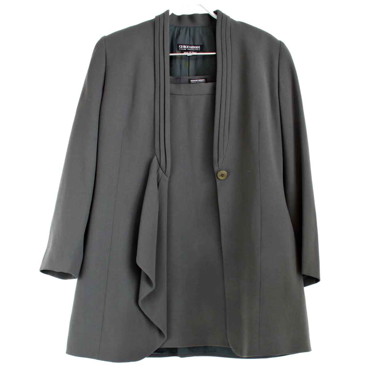 【お買い物マラソン限定5%OFF】クーポン対象 『USED』 GIORGIO ARMANI ジョルジオアルマーニ ジャケット+ラップスカートセット セットアップ ウール/レーヨン グリーングレー レディース【中古】 セール|Brand Shop Ring