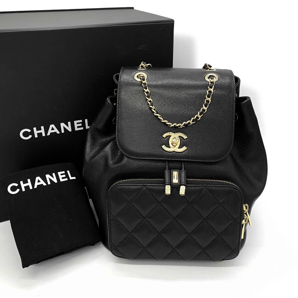美品 CHANEL シャネル マトラッセ 背嚢 デイパック チェーン店 ココマーク 黒いこと 黒 しろがね色金具 キャビアひと肌 レディース ブランド名品 ご機嫌ブランド名 KG008【中古】