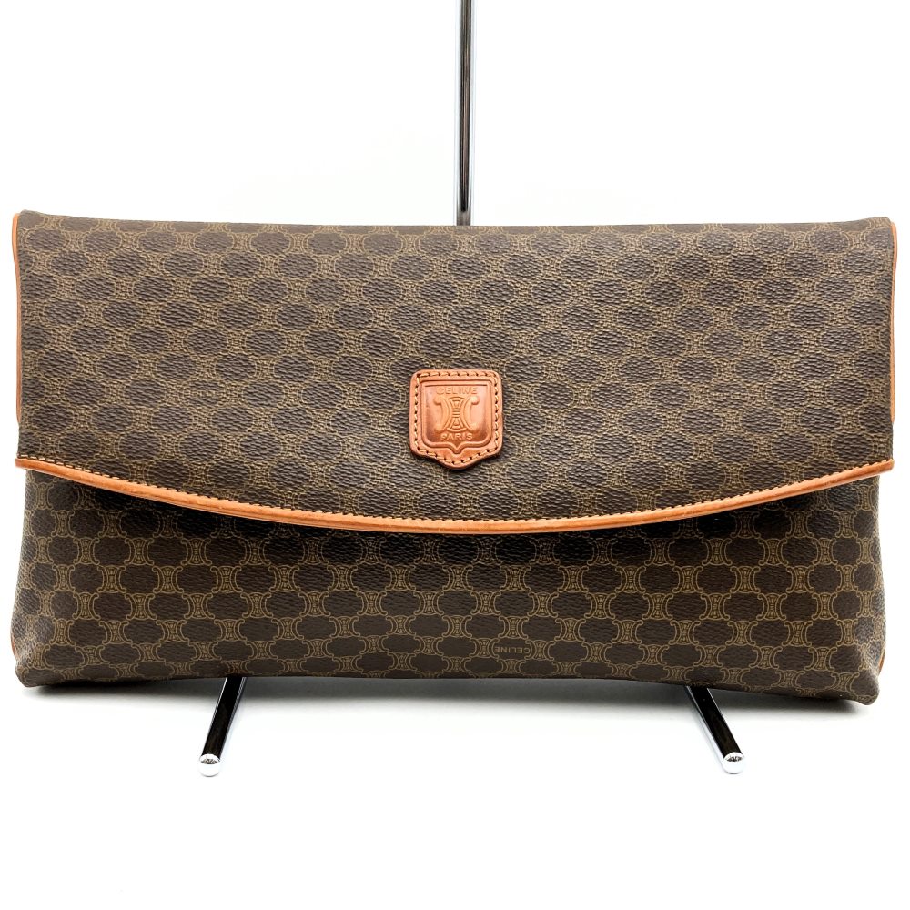 CELINE セリーヌ DM91 クラッチバッグ セカンドバッグ ポーチ マカダム PVC レザー ブラウン レディース メンズ ファッション 【中古】 22,866円