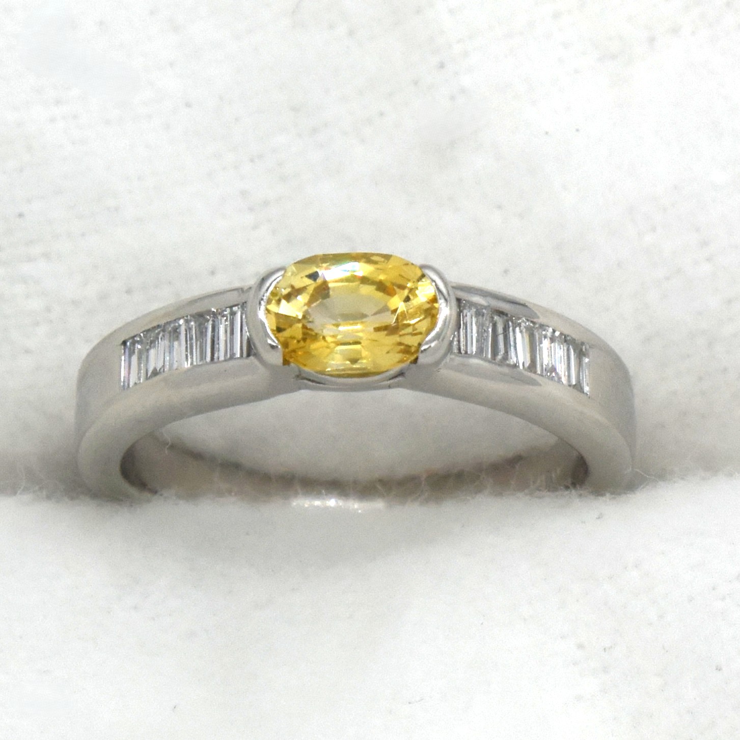 イエロー サファイアリング 13号 リング 指輪 アクセサリー ジュエリー 総6.4g pt900 D0.22 レディース USED ジュエリー jewelry【中古】