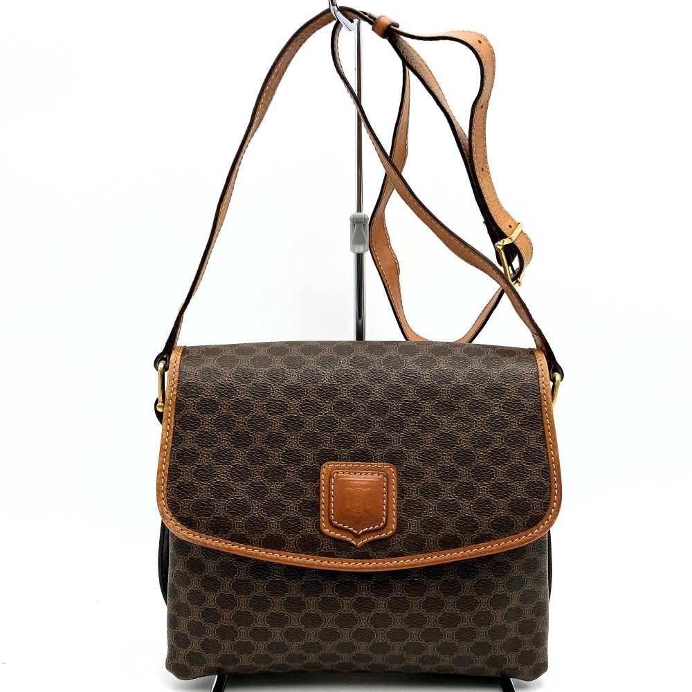 【美品】CELINE セリーヌ マカダム柄 ショルダーバッグ　ブラウン 楽天市場】CELINE セリーヌ マカダム柄 ブラゾン柄 ショルダー