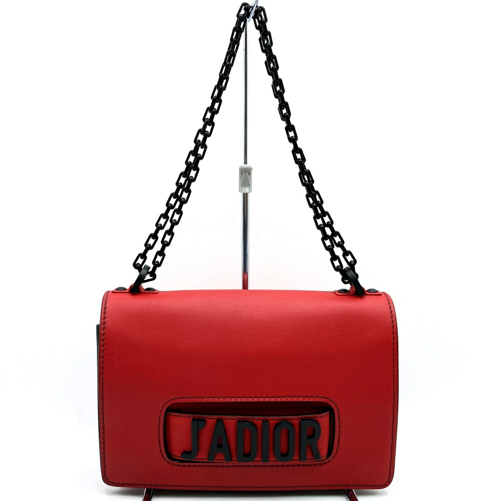 Dior ディオール JADIORジャドール チェーンショルダーバッグ レザー レッド/ブラック 赤黒 マリア・グラツィア・キウリ レディース【中古】