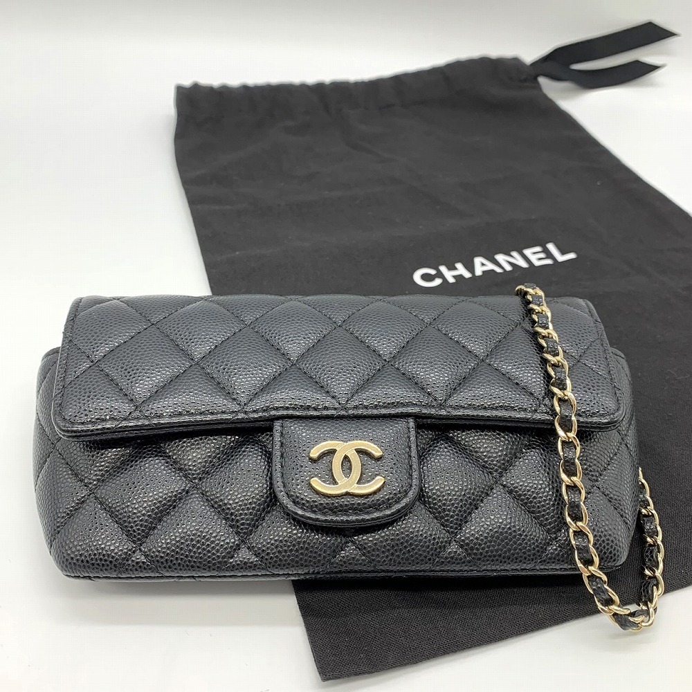 CHANEL シャネル　キャビアスキン　レザー　メガネケース　ブラック シャネル メガネケース サングラスケース キャビアスキン