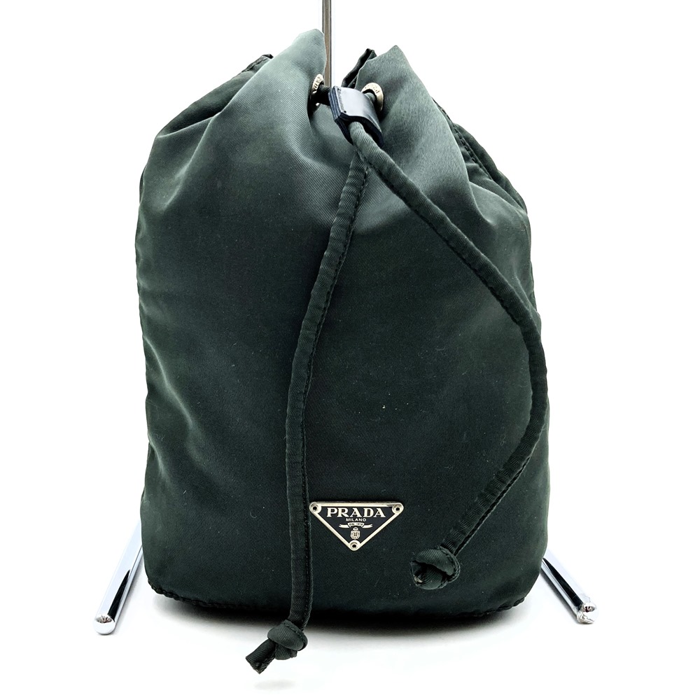 【超極美品】PRADA プラダ　ポーチ　巾着　ナイロン　ブラック　黒　ミニ　ロゴ 超極美品】PRADA プラダ ポーチ 巾着 ナイロン ブラック 黒 ミニ
