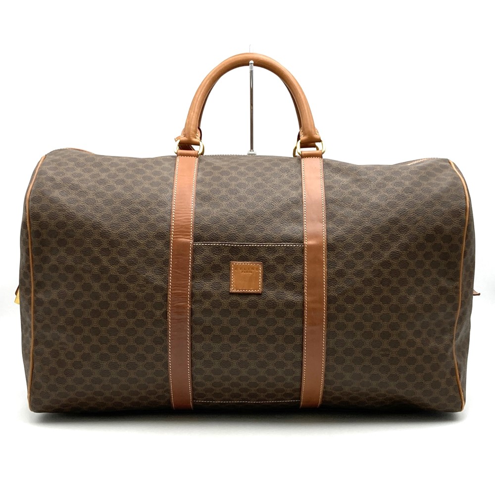 【美品】CELINE セリーヌ ボストンバッグ マカダム M14 大容量 CELINE セリーヌ マカダム柄 ボストンバッグ PVC レザー