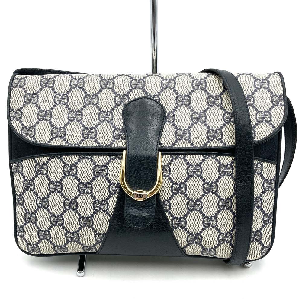 GUCCI グッチ  904 02 025 ショルダーバッグ 曲がった掛け ヴィンテージ GGスプリームキャンバス 米国海軍 紺 レディース流行り物【中古】