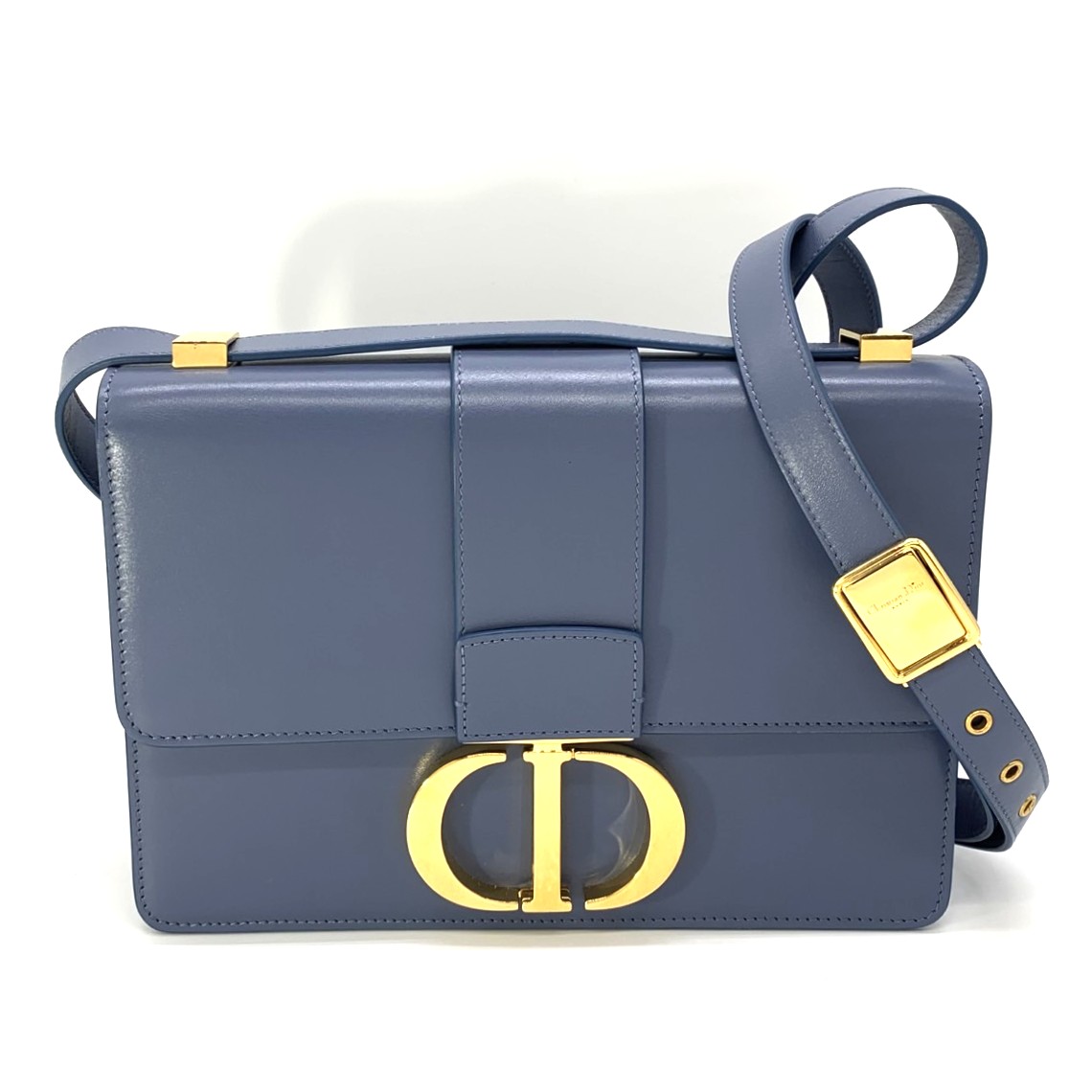 Dior クリスチャンディオール 30モンテーニュ 斜め掛けショルダーバッグ ブルー 青 レザー レディース USED【中古】