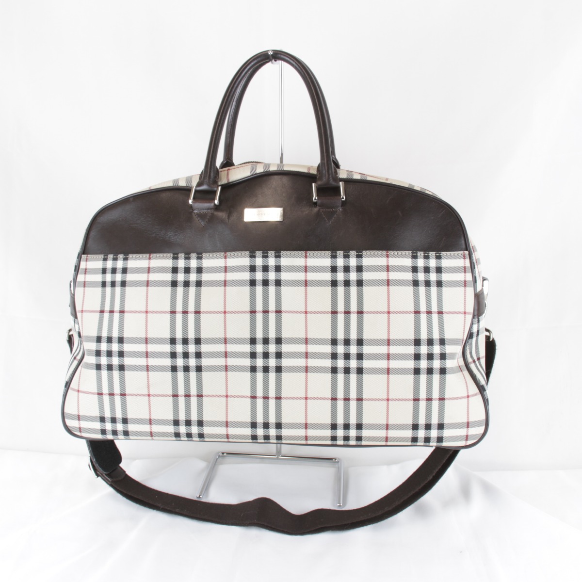 ＼百貨店SALE／【10%OFF引き換え証散り散り中】『USED』 BURBERRY バーバリー ボストンバッグ 帆布 ベージュ レディース【中古】