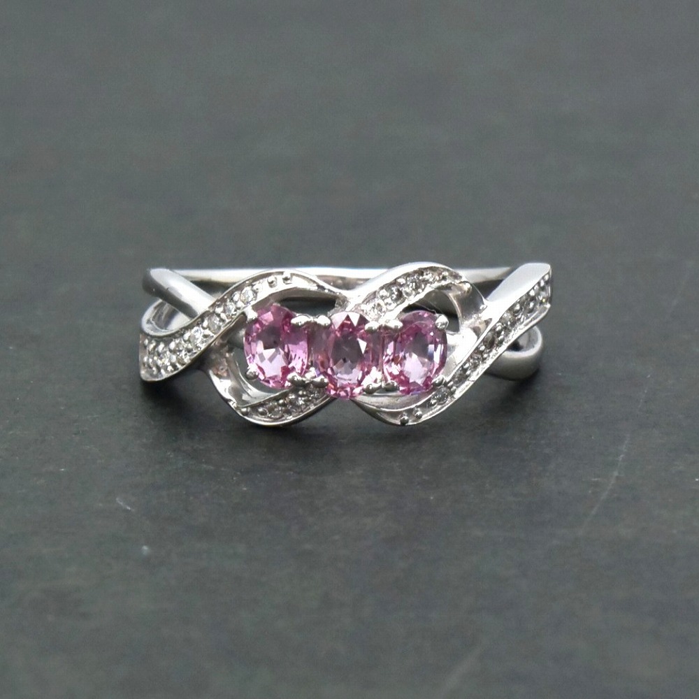 プラチナ/パパラチャサファイヤ0.58ct ダイヤモンド リング 天然コランダム 指輪 4.5g 鑑別書付き 13号 ジュエリー アクセサリー【中古】