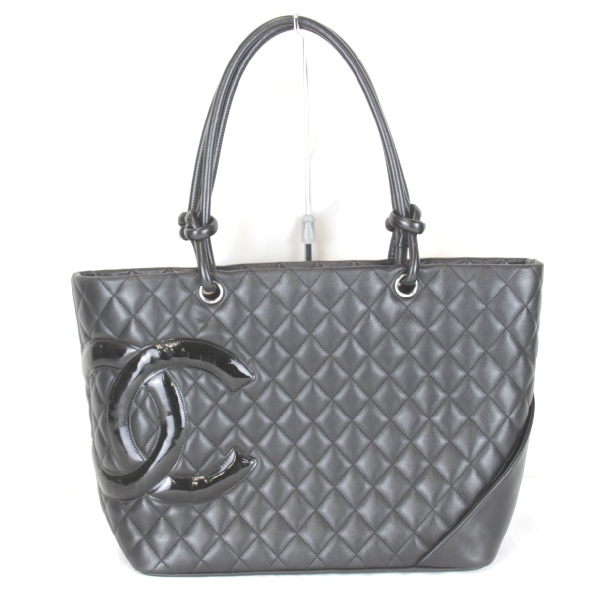 【価格改定】美品『USED』 CHANEL シャネル  カンボンライン ラージトート A25169 トートバッグ ラムスキン ブラック レディース【中古】