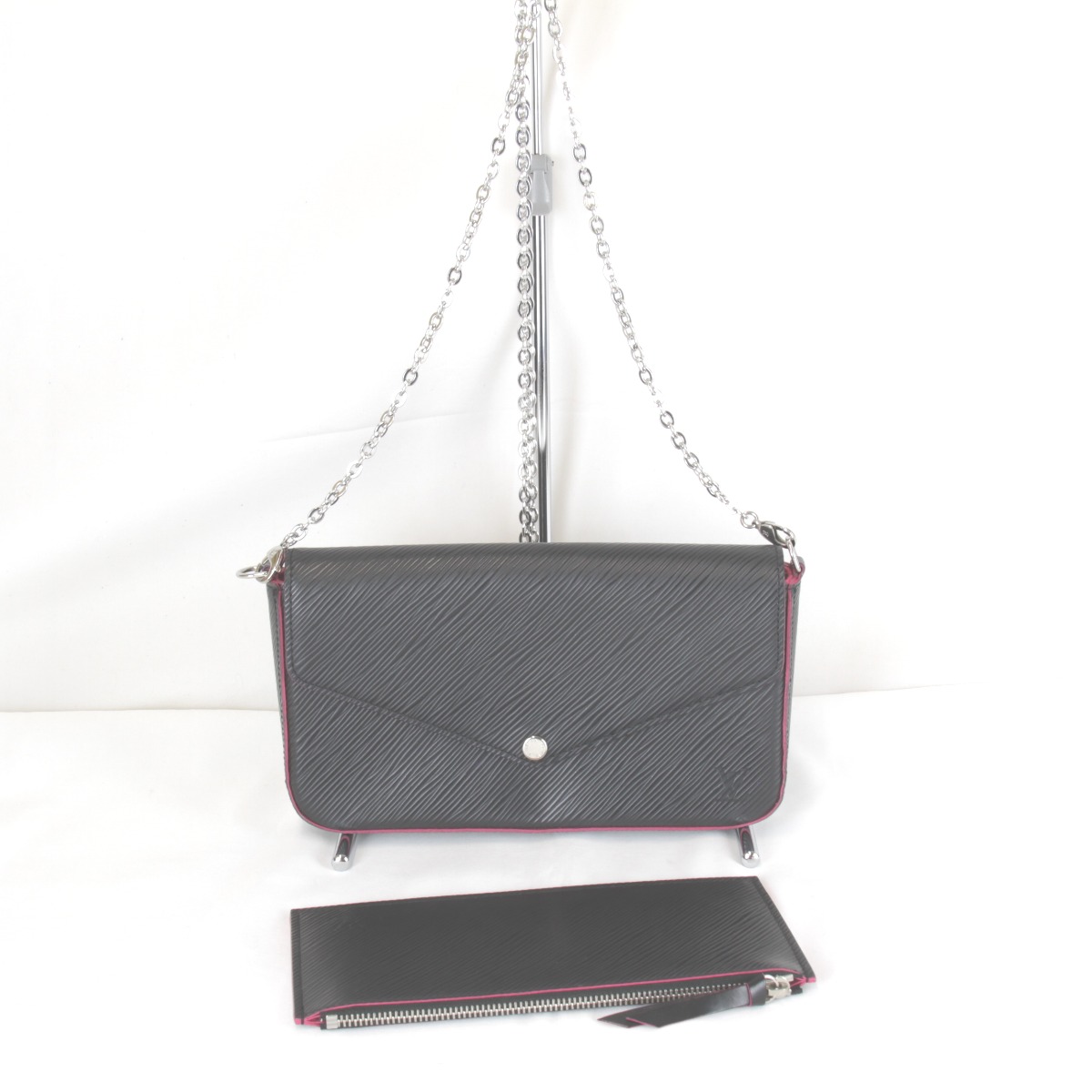 ＼百貨店SALE／【10%OFFクーポン券別れ別れ中】美品『USED』 LOUIS VUITTON ルイ・ヴィトン ポシェット・フェリシー M64579 ポシェット エピレザー 黒いこと×サクラ色 レディース【中古】