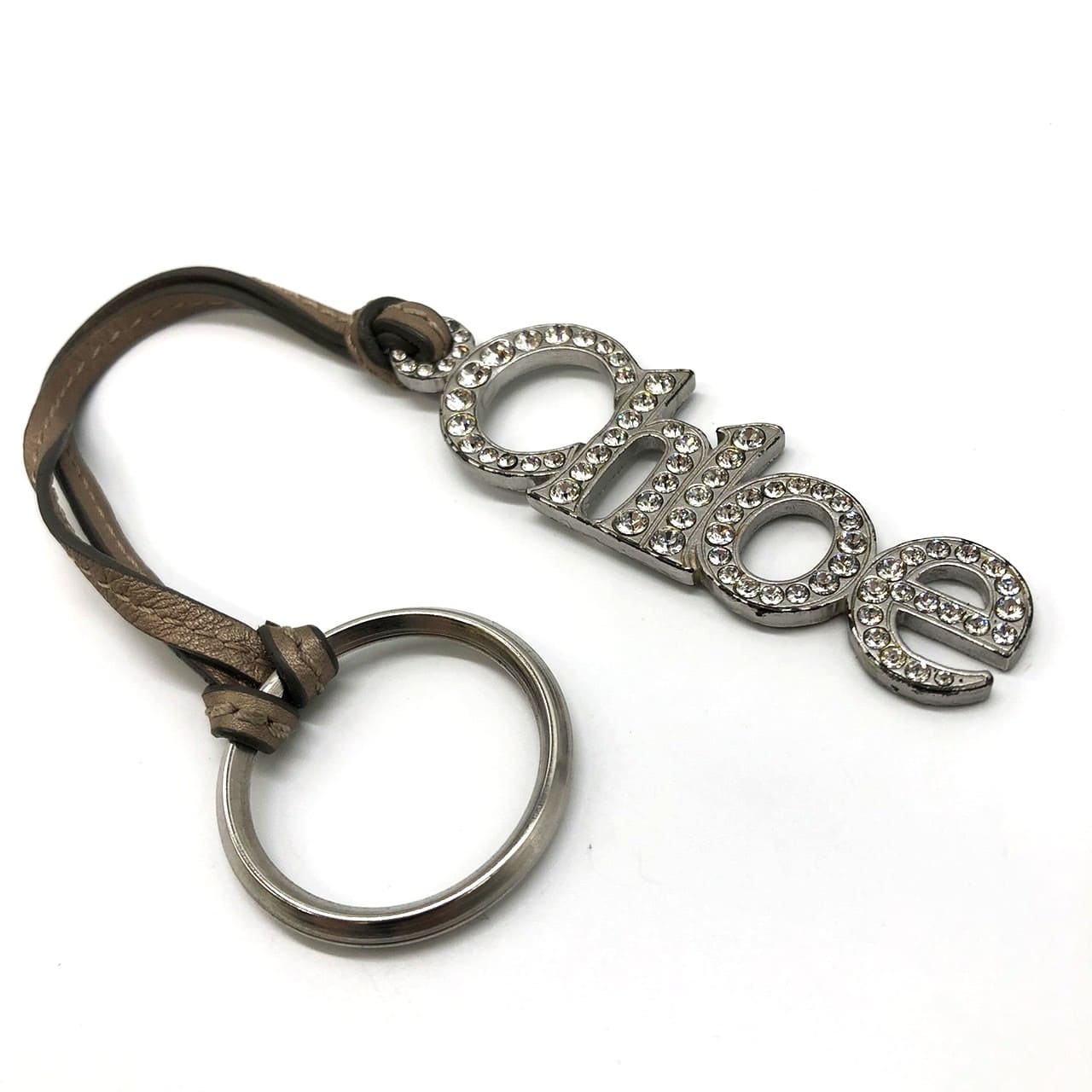 Chloe クロエ キーリング キーホルダー レザー メッキ シルバー ロゴ チャーム レディース メンズ ファッション ヴィンテージ USED【中古】