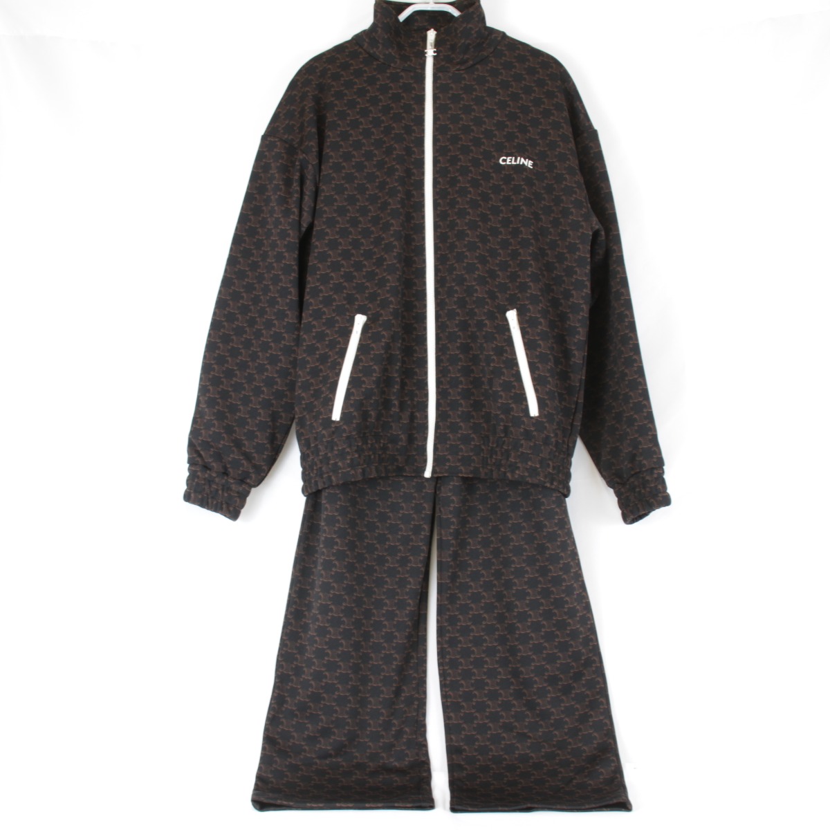 極美品 CELINE ストライプジャージジャケット ブラック CELINE ブルゾン 46 ブラック ナイロン | MixTHINKS（ミックスシンクス