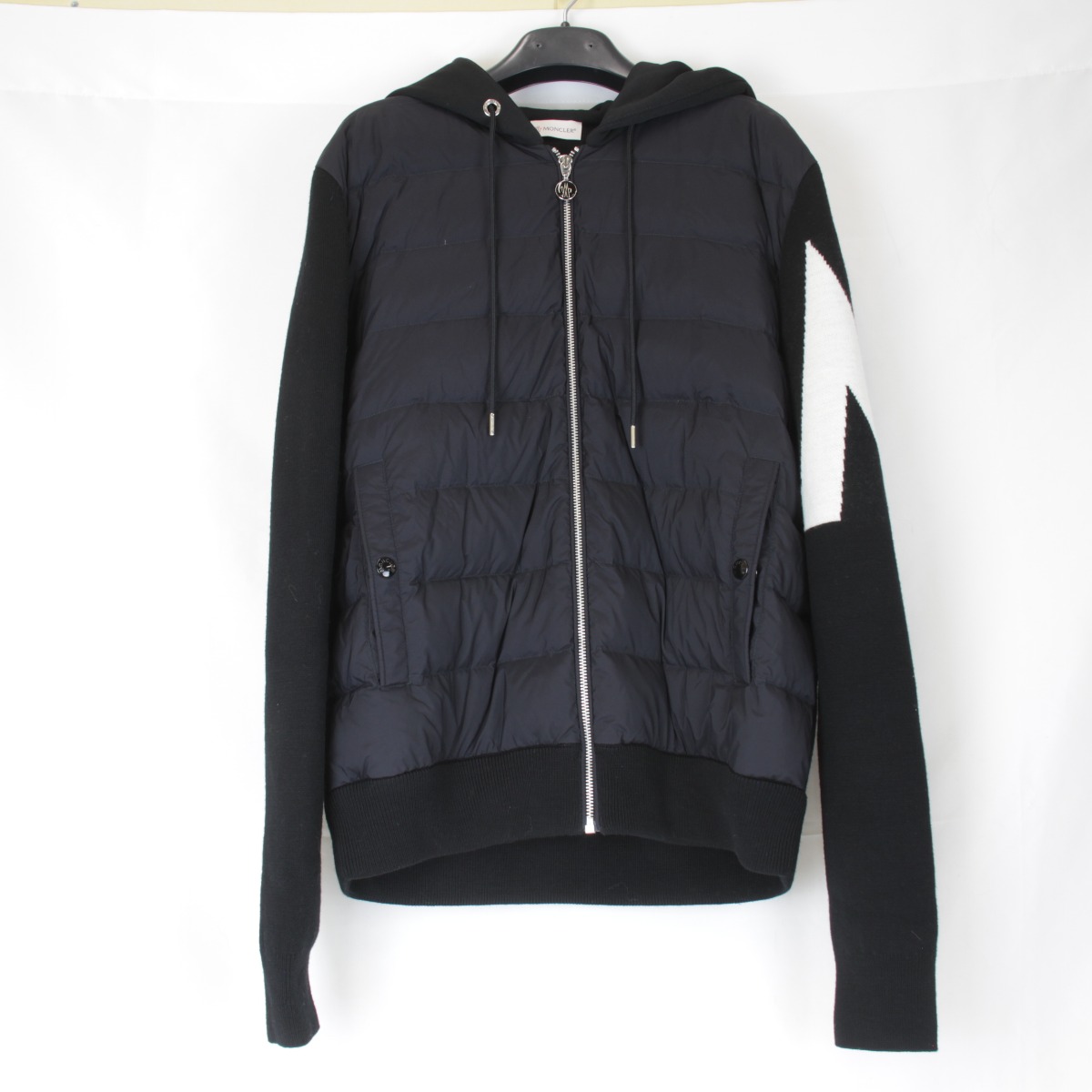 【価格改定】極美品『USED』MONCLER【モンクレール】 ハイブリッドダウン ジャケット コート アウター ウール/コットン/ナイロン ブラック メンズ