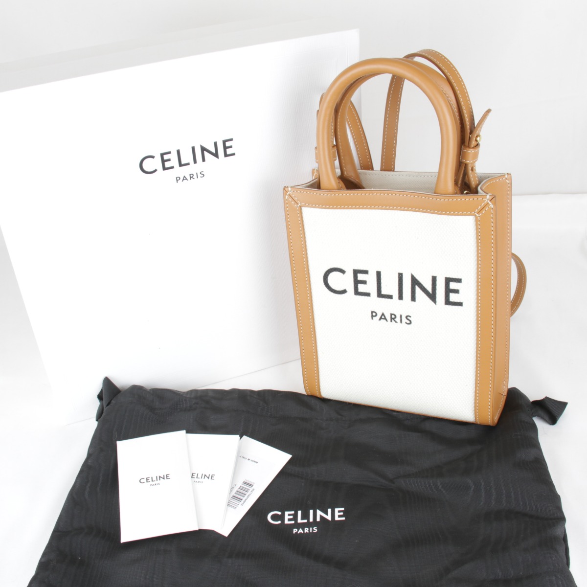 極美品『USED』CELINE【セリーヌ】 バーティカル カバ ミニ 2WAY 箱・袋有 ショルダーバッグ キャンバス レディース ハイブランド