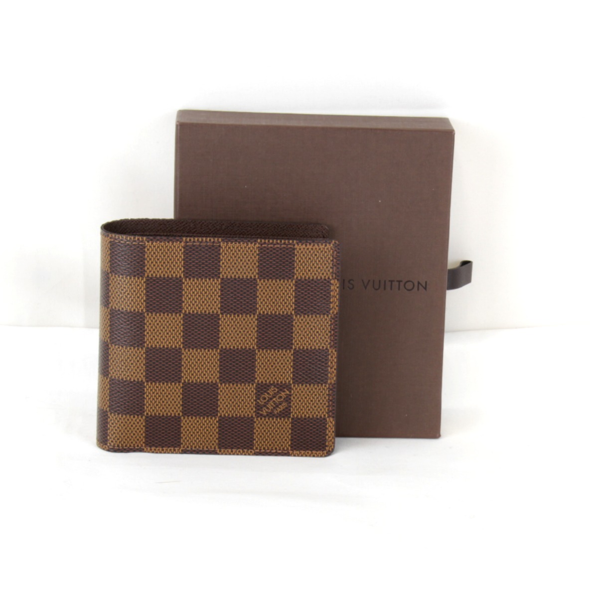 美品『USED』 LOUIS VUITTON ルイ・ヴィトン  ポルトフォイユ マルコ N61675 二つ折り紙入れ ダミエキャンバス 赤銅色 レディース【中古】