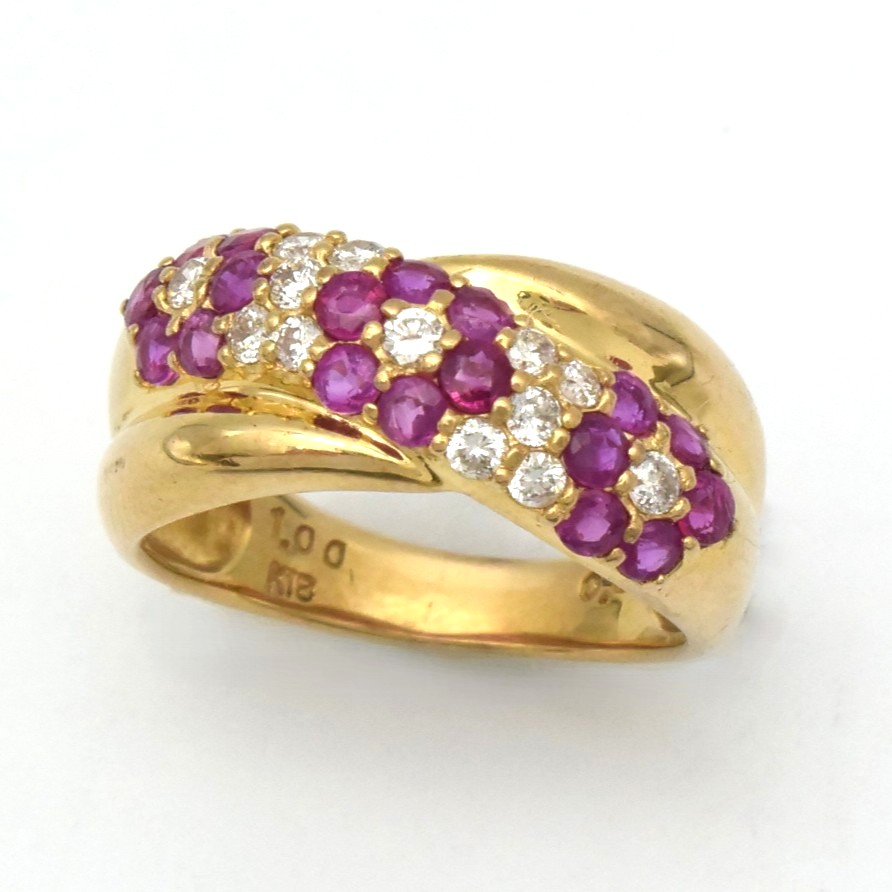 楽天市場】K18 フラワーモチーフリング 10号 ルビー 1.24ct