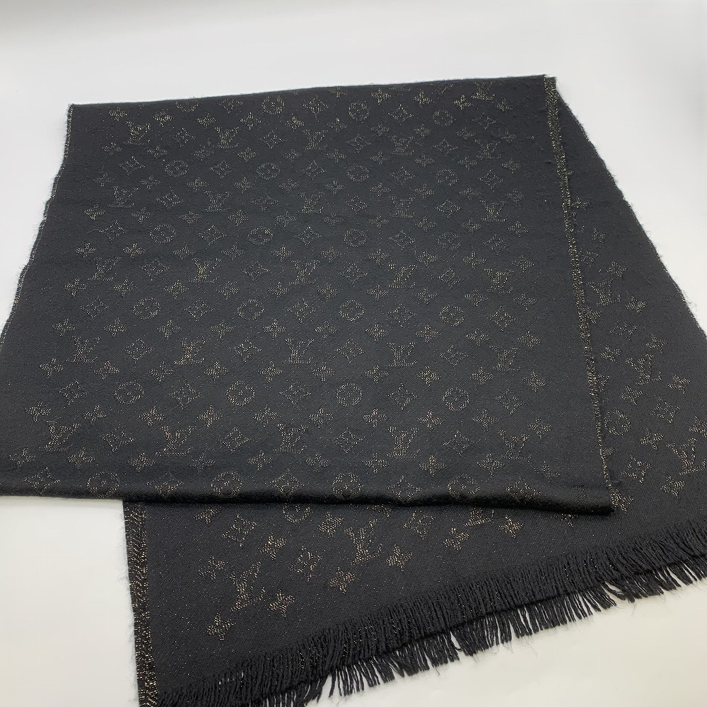 LOUIS VUITTON ルイ・ヴィトン  エトール LVひと休み受け答え M70680 えり巻き カシミール 黒いこと/ゴールド レディース メンズ【中古】