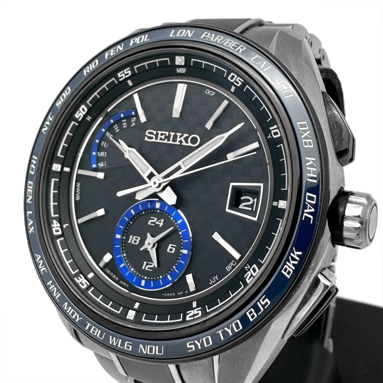 SEIKO セイコー 腕時計 ブライツ SAGA261/8B63ｰ0AN0 デイデイト ソーラー電波 チタン ブラック ネイビー メンズ ブランド USED【中古】