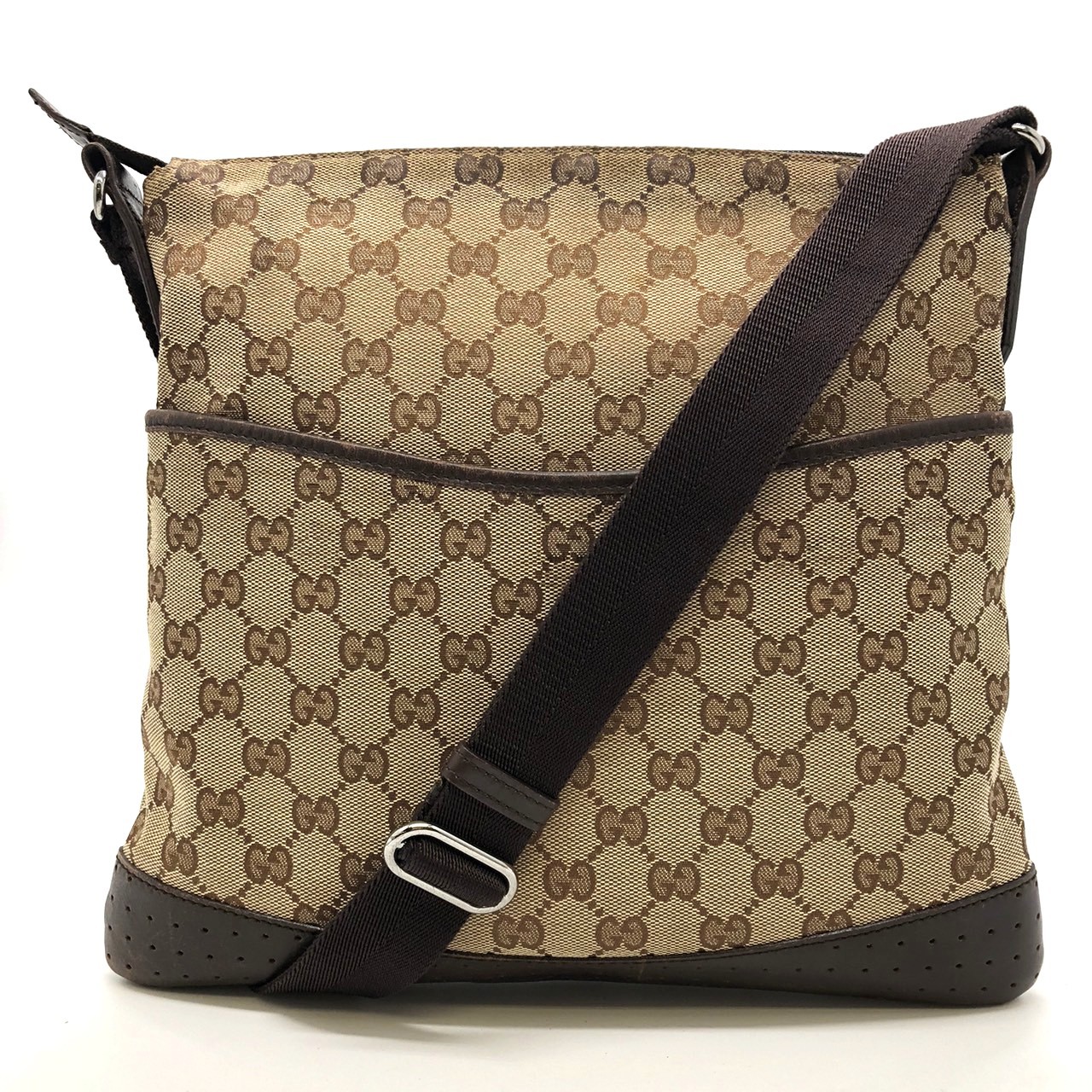 GUCCI グッチ 145857 ショルダーバッグ パンチング GGキャンバス ブラウン レディース メンズ ファッション【中古】