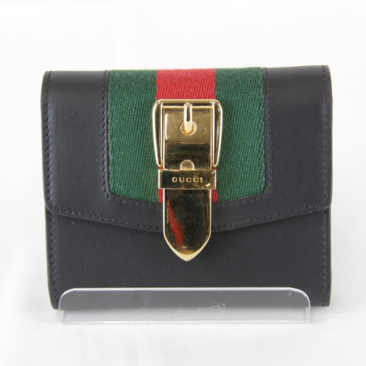 【必要経費置きかえる】超美品『USED』GUCCI【グッチ】 476081・0416 シルヴィ ウェブライン 三つ折り紙入れ コンパクトウォレット レディース ご機嫌ブランド名