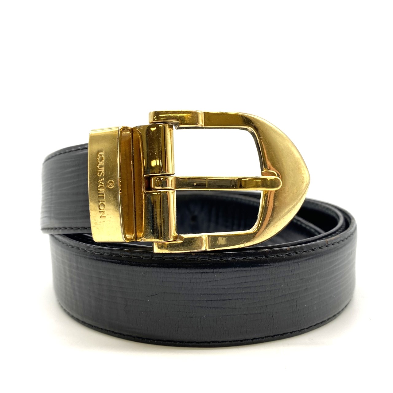 LOUIS VUITTON ルイ ヴィトン M6832 サンチュール エピレザー ブラック ゴールド メンズ【中古】