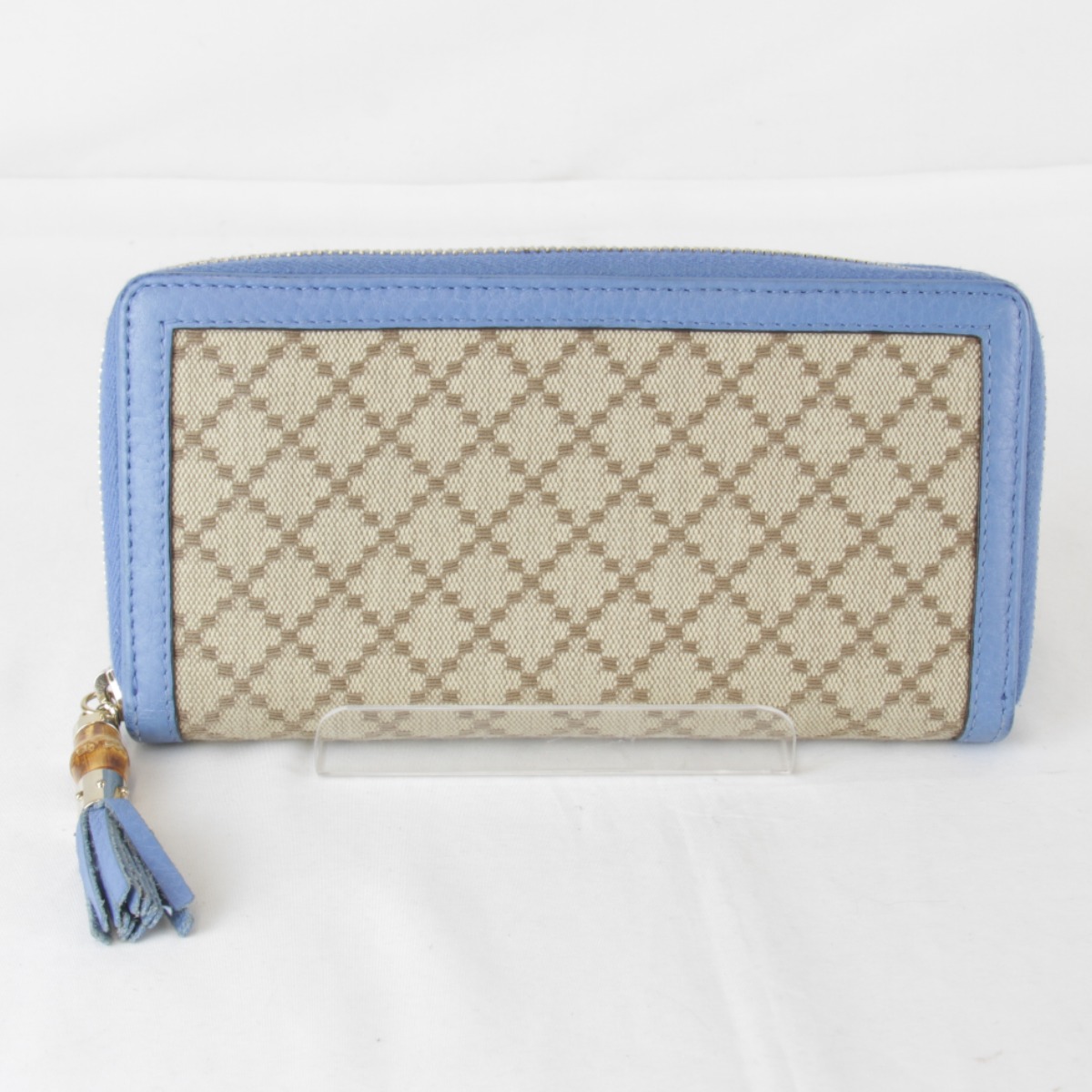 『USED』 GUCCI グッチ 224253・0416 長紙入れ 帆布/なめし革 青味 レディース【中古】