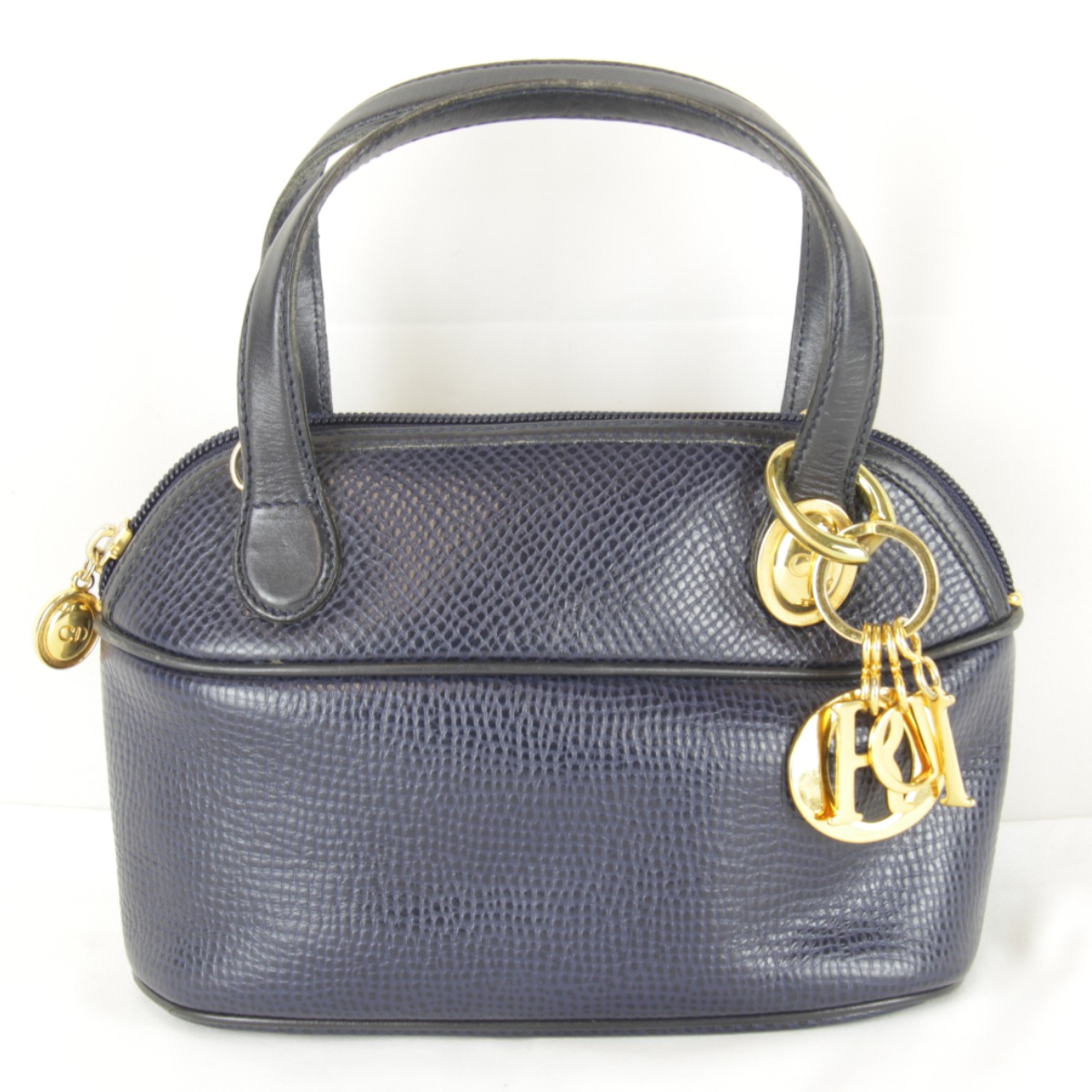 『USED』 Christian Dior クリスチャンディオール ヴィンテージ 2way ミニショルダー ショルダーバッグ レザー ネイビー レディース【中古】