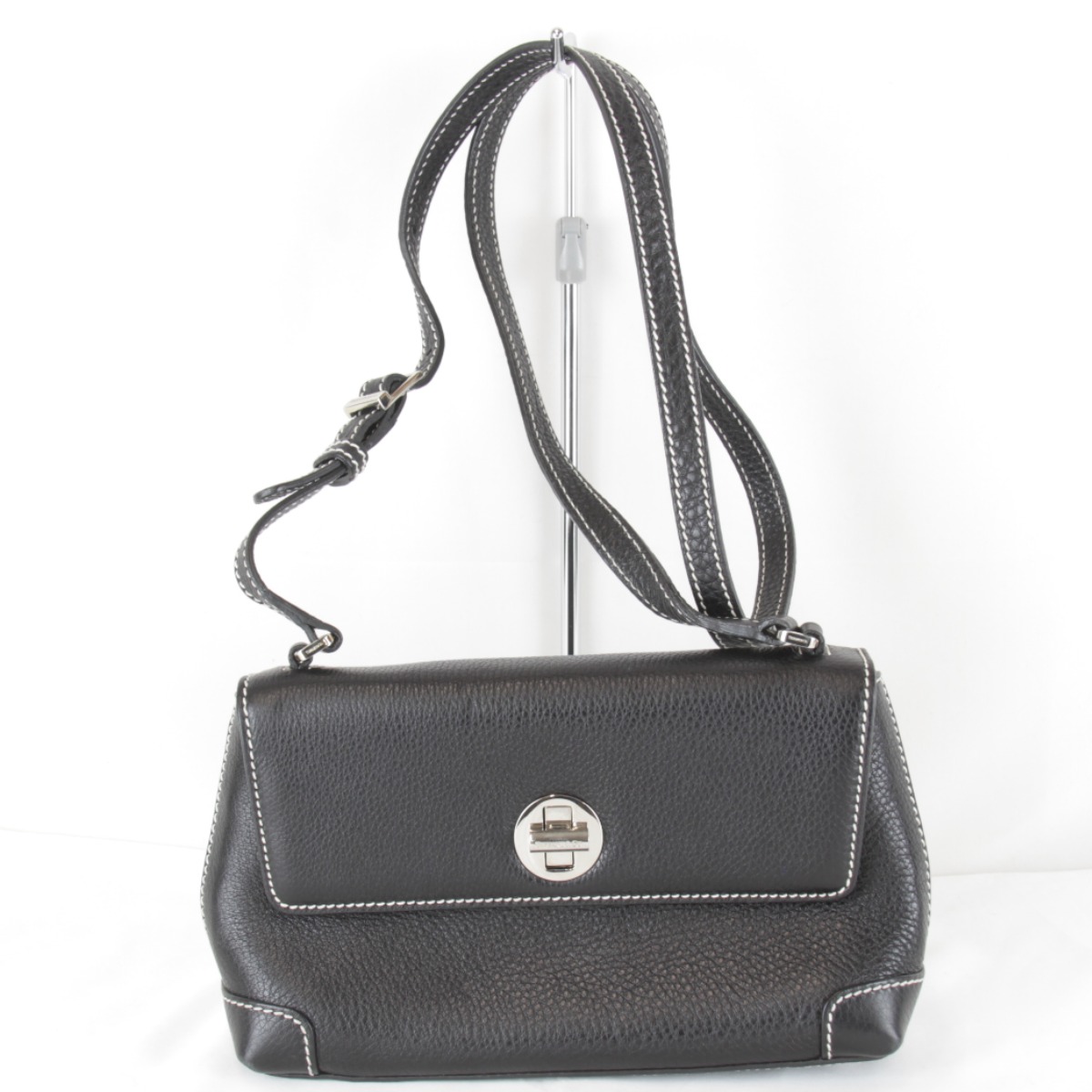 良品『USED』 TIFFANY&Co. ティファニー ターンロック ショルダーバッグ レザー ブラック レディース【中古】 39,650円
