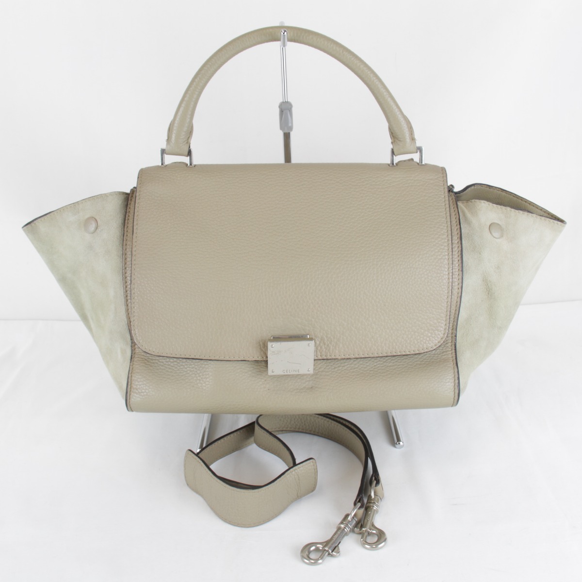 【お買い物マラソン限定5%OFF】クーポン対象 【価格改定】『USED』CELINE【セリーヌ】 スモール トラペーズ 2WAYバッグ ショルダーバッグ レザー/スウェード 940g レディース ベージュ ハイブランド セール｜Brand Shop Ring