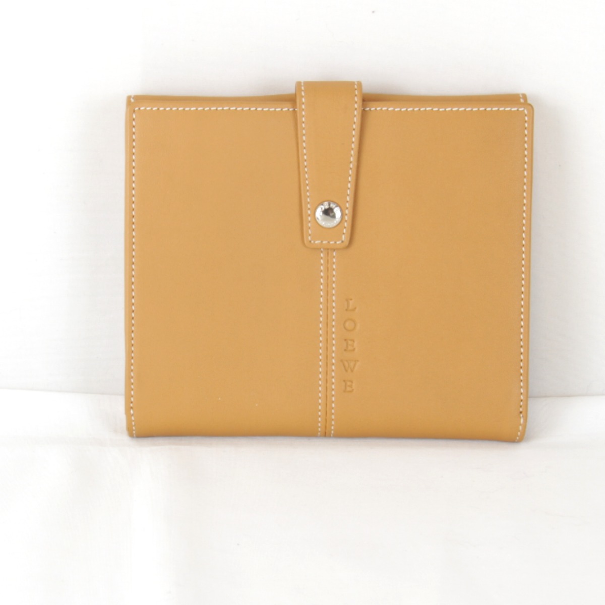 美品『USED』 LOEWE ロエベ 二つ折り紙入れ なめし革 赤銅色 レディース【中古】