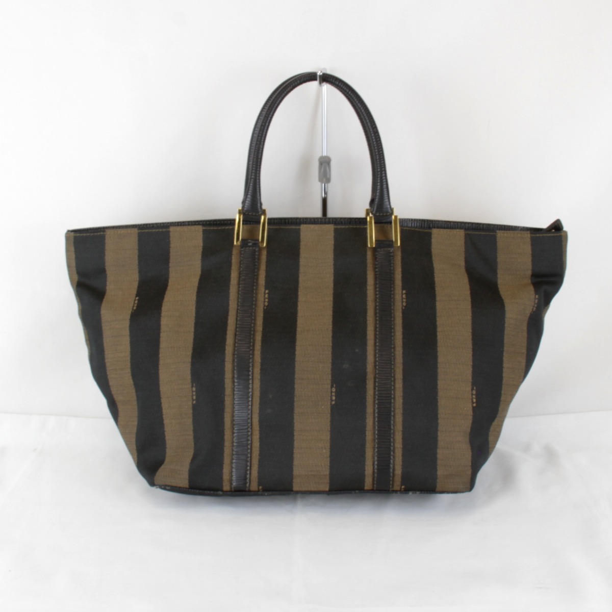 『USED』 FENDI フェンディ ペカン 舟型 トートバッグ キャンバス ブラウン レディース【中古】