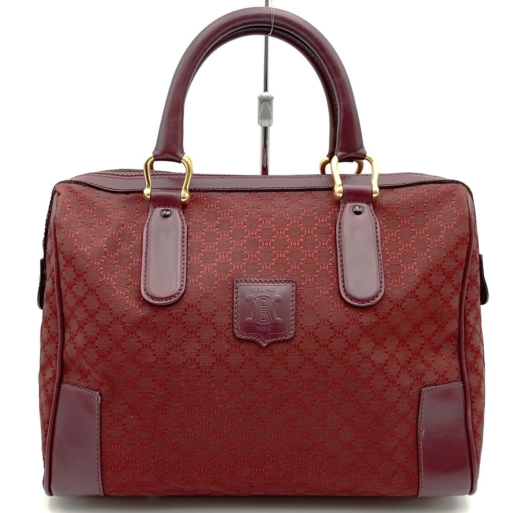 CELINE セリーヌ ボストンバッグ ハンドバック マカダム 帆布 赤いこと ボルドーワイン ヴィンテージ 年寄りの レディース【中古】