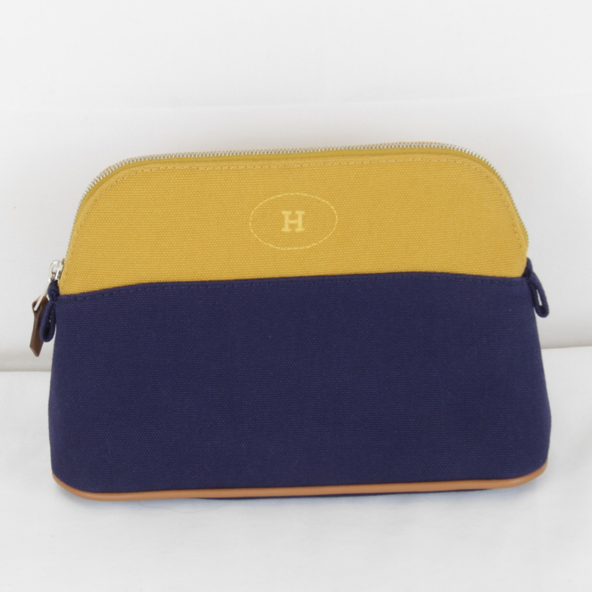 ＼百貨店SALE／【10%OFFクーポン券別れ別れ中】超美品『USED』 HERMES エルメス ボリード ミニ 箱有 合切袋 綿織物 オークル色×米国海軍 レディース【中古】