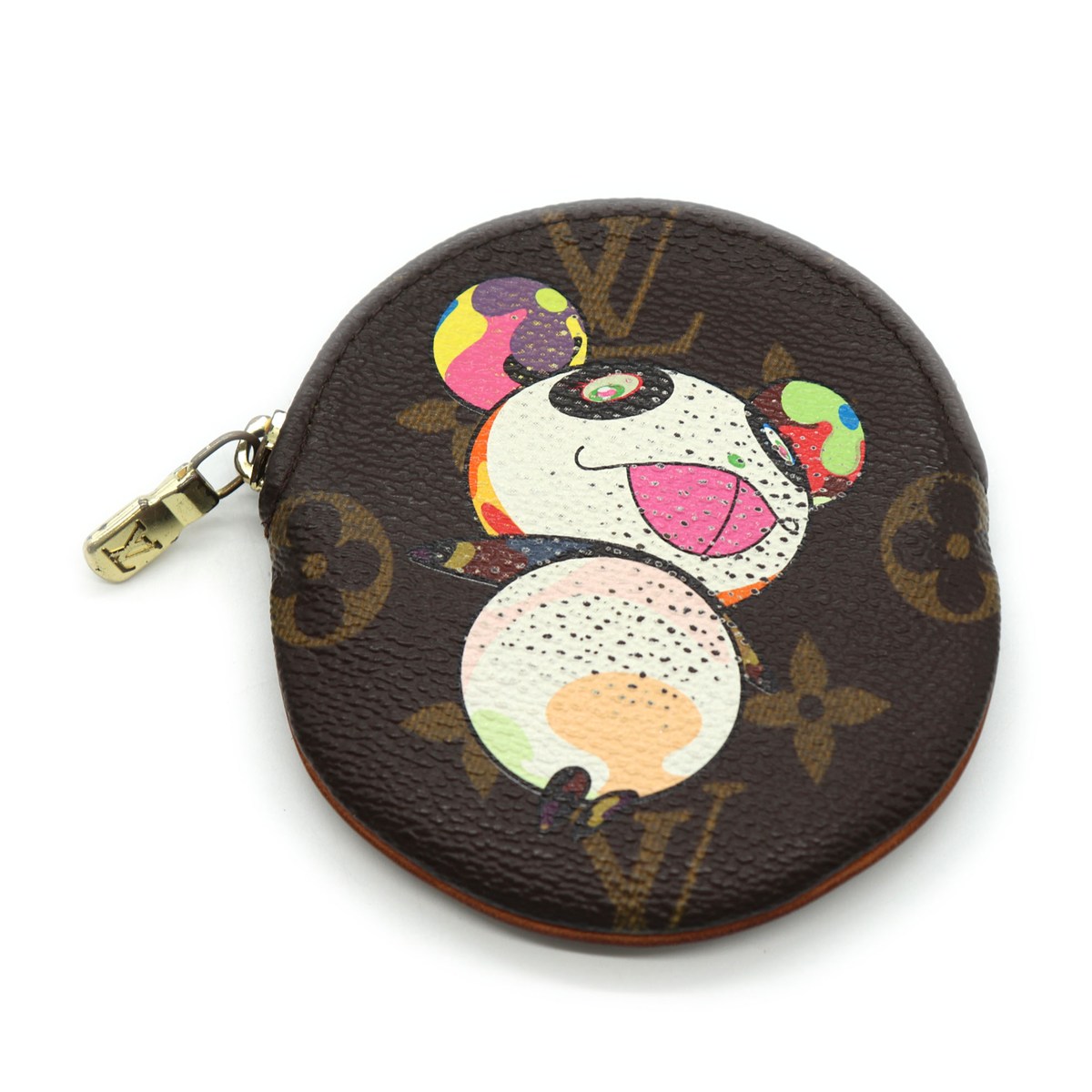 LOUIS VUITTON ルイ・ヴィトン  ポルトモネ・ロン M61928 コインケース プティ・パンダ 村上隆 百貨店木目細か 小入れもの 御釣り モノグラム帆布 赤銅色 レディース メンズ【中古】