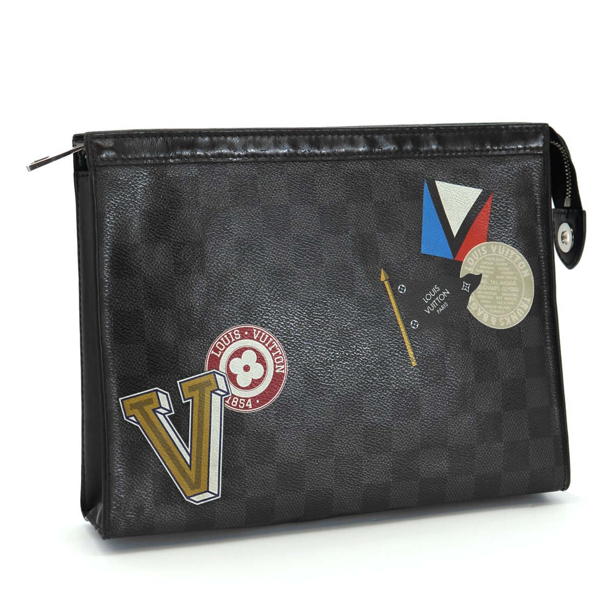 LOUIS VUITTON ルイ・ヴィトン  ポシェットヴォワヤージュMM N64442 LV競技団体 クラッチペダル御徒面子 ダミエグラフィットキャンバス 紋章 下げ札 黒いこと メンズ【中古】