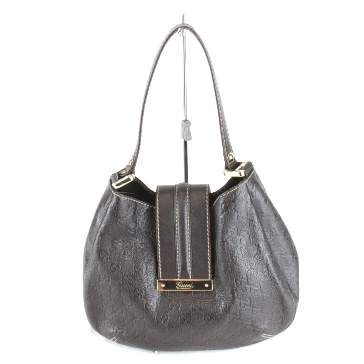良品『USED』 GUCCI グッチ  233608・213048 ハンドバック シマなめし革 黒いこと レディース【中古】