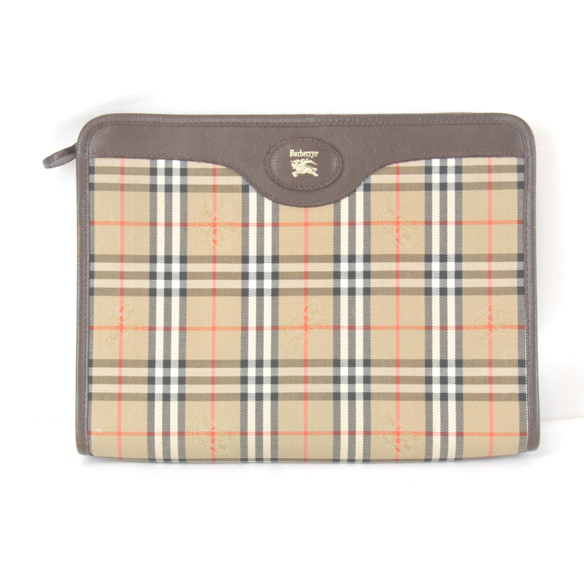 良品『USED』 BURBERRY バーバリー  ノバチェック クラッチペダル御徒面子 帆布/なめし革  ベージュ レディース【中古】