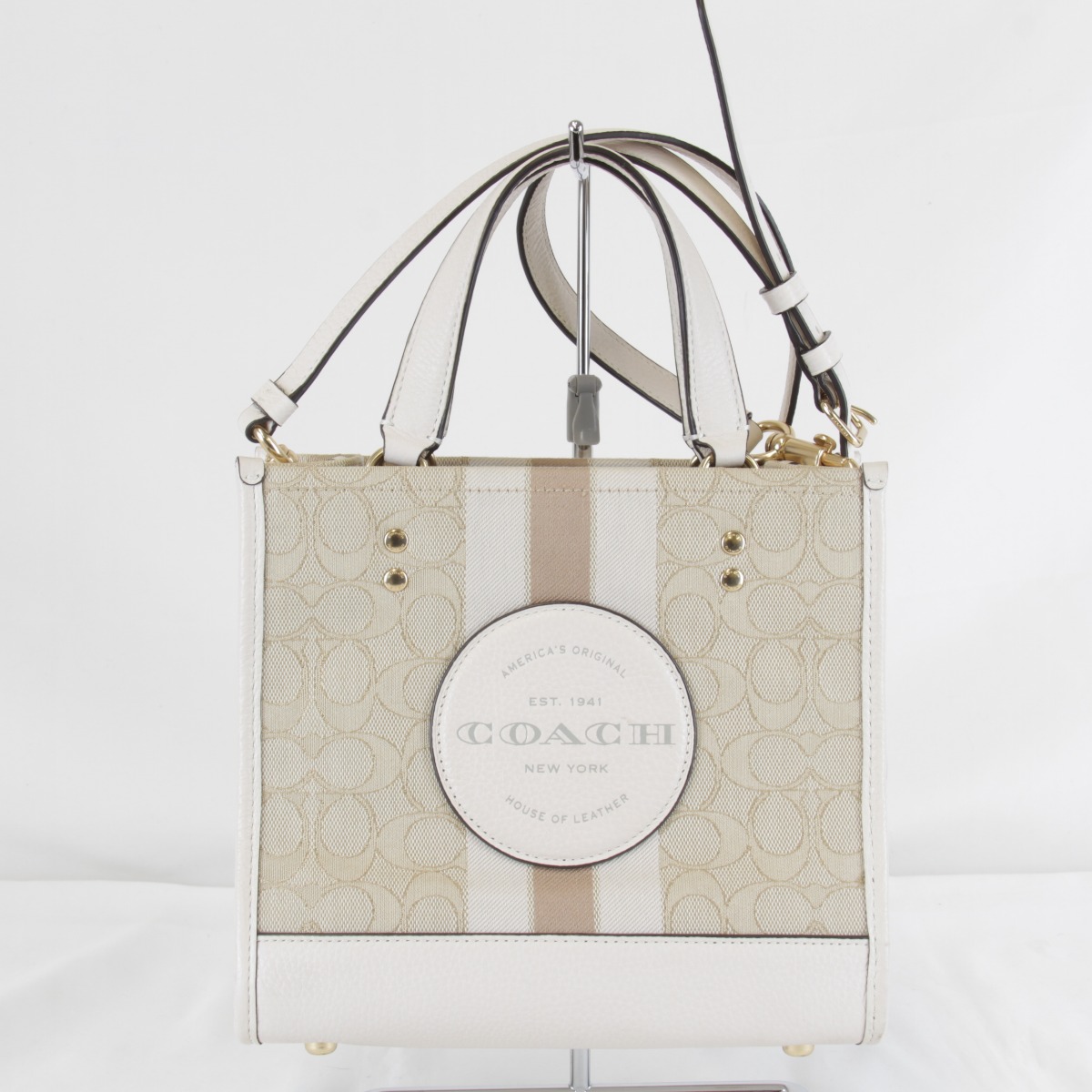 美品『USED』 COACH コーチ職 C8417 ショルダーバッグ 帆布/なめし革 ベージュ レディース【中古】