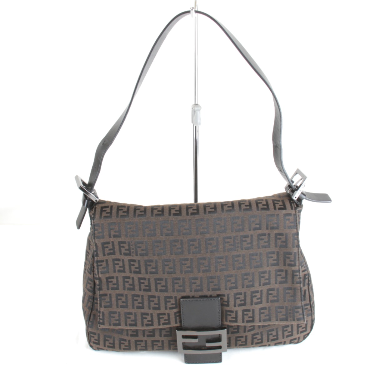 良品『USED』 FENDI フェンディ  ズッキーノ マンマバケット ショルダーバッグ 帆布 赤銅色 レディース【中古】