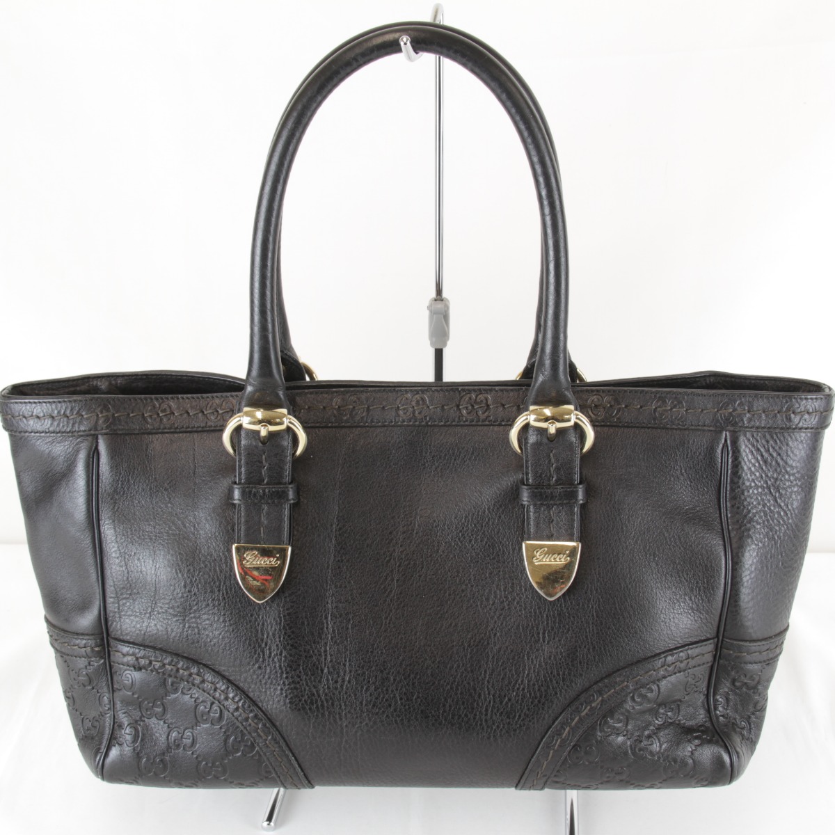 『USED』 GUCCI グッチ  GUCCI グッチシマ 黒いこと 181511 212792 トートバッグ シマなめし革/なめし革  黒いこと レディース【中古】